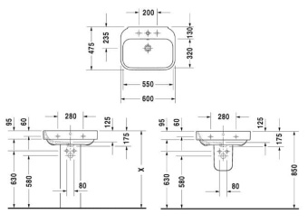 КЕРАМИЧЕСКАЯ РАКОВИНА 60 СМ DURAVIT HAPPY D.2 (2316600000)