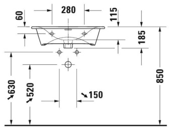 РАКОВИНА 63Х49 СМ DURAVIT VIU, БЕЛЫЙ (2344630000)