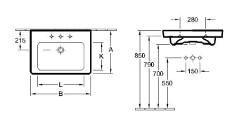 РАКОВИНА 65Х47 VILLEROY&BOCH SUBWAY 2.0, WHITE ALPIN (7113KG01)
