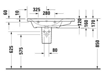РАКОВИНА 80Х48СМ АСИММЕТРИЧНАЯ DURAVIT D-NEO, БЕЛЫЙ (2369800000)
