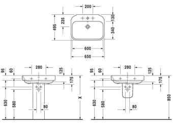 КЕРАМИЧЕСКАЯ РАКОВИНА 65 СМ DURAVIT HAPPY D.2 (2316650000)