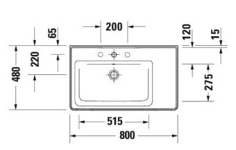РАКОВИНА 80Х48СМ АСИММЕТРИЧНАЯ DURAVIT D-NEO, БЕЛЫЙ (2369800000)