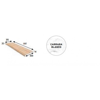 Керамогранит GRES ARAGON CARRARA BLANCO PELDANO PZ724 31,5x119,7x1,4 из коллекции GRES ARAGON CARRARA 