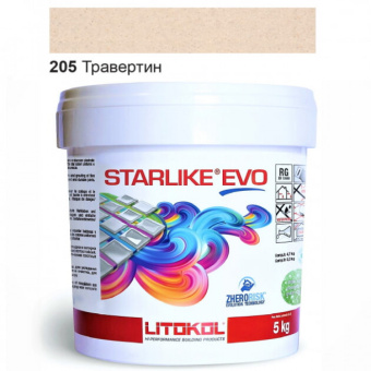 ЭПОКСИДНАЯ ЗАТИРКА LITOKOL STARLIKE EVO 205 ТРАВЕРТИН 5 КГ (STEVOTRV0005)