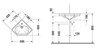 КЕРАМИЧЕСКАЯ РАКОВИНА 59,5 СМ DURAVIT 1930 (0793420000)