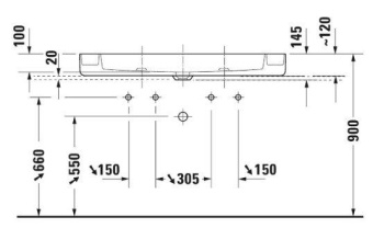 РАКОВИНА 114Х46 СМ DURAVIT BENTO STARCK BOX, БЕЛЫЙ МАТОВЫЙ (2660113272)