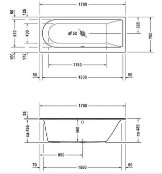 ВАННА АКРИЛОВАЯ DURAVIT DARLING NEW 170Х70 СМ (700241000000000)