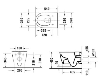 ПОДВЕСНОЙ БЕЗОБОДКОВЫЙ УНИТАЗ DURAVIT SOLEIL BY STARCK, БЕЛЫЙ (2591092000)