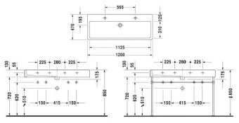 КЕРАМИЧЕСКАЯ РАКОВИНА 120 СМ DURAVIT VERO, БЕЛАЯ (0454120043)