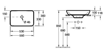РАКОВИНА 55,5Х36 VILLEROY&BOCH VENTICELLO, WHITE ALPIN CERAMICPLUS (411355R1)