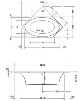 ВАННА АКРИЛОВАЯ DURAVIT 2X3 200Х100 СМ (700024000000000)