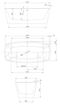 ВАННА АКРИЛОВАЯ KNIEF CUBE 170X80 СМ (0100-284)