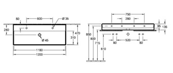 РАКОВИНА ПОДВЕСНАЯ 120Х47 VILLEROY&BOCH MEMENTO 2.0, GRAPHITE (4A22CKI4)