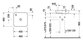 КЕРАМИЧЕСКАЯ РАКОВИНА 46 СМ DURAVIT CAPE COD (2340460000)