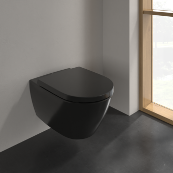 ПОДВЕСНОЙ БЕЗОБОДКОВЫЙ УНИТАЗ VILLEROY&BOCH SUBWAY 2.0, EBONY (5614R0S5)