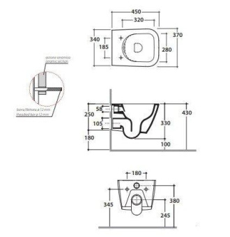 ПОДВЕСНОЙ БЕЗОБОДКОВЫЙ УНИТАЗ GLOBO STONE, БЕЛЫЙ (STS07BI)