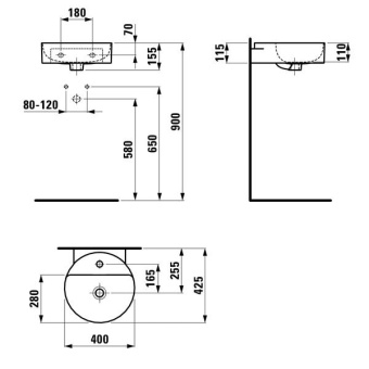 КЕРАМИЧЕСКАЯ МИНИ-РАКОВИНА 40 СМ LAUFEN VAL, БЕЛЫЙ (H8112810001041)