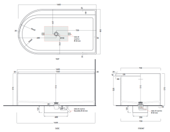 ВАННА ОТДЕЛЬНОСТОЯЩАЯ CIELO ARCADIA FEBE 140X80 СМ, БЕЛАЯ (FEBAT-WHITE)