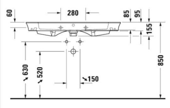 РАКОВИНА 105Х49 СМ DURAVIT WHITE TULIP, БЕЛЫЙ (2363100000)