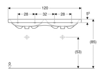 РАКОВИНА ПОДВЕСНАЯ ДВОЙНАЯ 1200 ММ GEBERIT ICON LIGHT, БЕЛЫЙ (501.838.00.7)