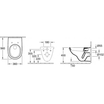 УНИТАЗ ПОДВЕСНОЙ VILLEROY&BOCH O.NOVO DIRECTFLUSH (5660HR01)