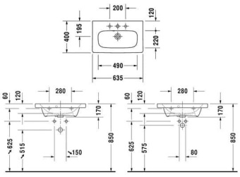 КЕРАМИЧЕСКАЯ РАКОВИНА 63,5 СМ DURAVIT DURASTYLE (2337630000)