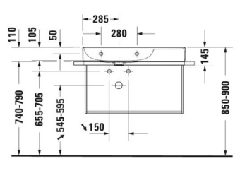 РАКОВИНА 80Х47 СМ АСИММЕТРИЧНАЯ DURAVIT DURASQUARE, БЕЛЫЙ (2348800041)