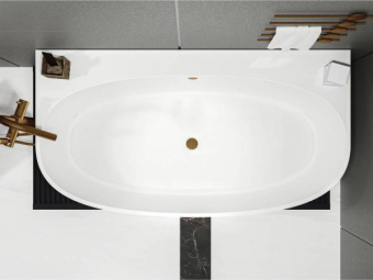 ВАННА ПРИСТЕННАЯ КАМЕННАЯ MIRAGGIO ANNA 160X85 СМ, БЕЛАЯ (0001610)