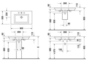 КЕРАМИЧЕСКАЯ РАКОВИНА 80 СМ DURAVIT 2ND FLOOR (0491800000)