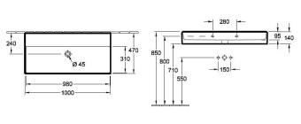 РАКОВИНА ПОДВЕСНАЯ 100Х47 VILLEROY&BOCH MEMENTO 2.0, GRAPHITE (4A22A3I4)