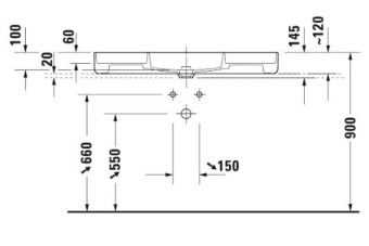 РАКОВИНА 104Х46 СМ DURAVIT BENTO STARCK BOX, БЕЛЫЙ (2381102071)