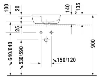 РАКОВИНА 42Х27 СМ DURAVIT LUV, БЕЛО-СЕРЫЙ (0381422300)