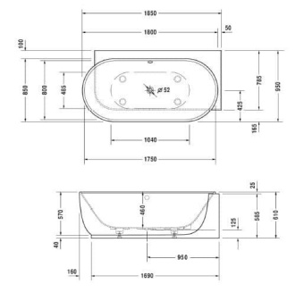 ВАННА КАМЕННАЯ DURAVIT LUV 185Х95 СМ (700432000000000)