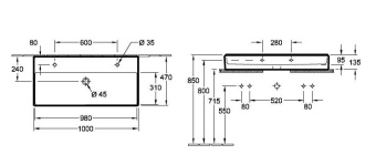 РАКОВИНА ПОДВЕСНАЯ 100Х47 VILLEROY&BOCH MEMENTO 2.0, EBONY (4A221LS5)