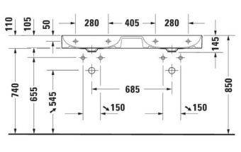 РАКОВИНА 120Х47 СМ DURAVIT DURASQUARE, БЕЛЫЙ (2353120041)