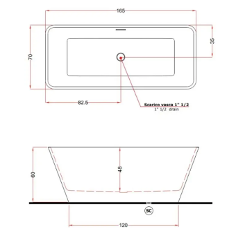 ВАННА КАМЕННАЯ GRUPPO TREESSE VIVA 165Х70 СМ, БЕЛАЯ (V286BL)