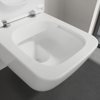 ПОДВЕСНОЙ БЕЗОБОДКОВЫЙ УНИТАЗ VILLEROY&BOCH VENTICELLO, WHITE ALPIN CERAMICPLUS (4611RLR1)