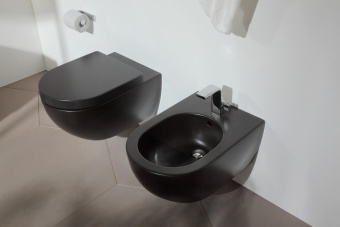 ПОДВЕСНОЙ БЕЗОБОДКОВЫЙ УНИТАЗ FLAMINIA APP GOCLEAN (AP118G) NERO MATT (GRAPHITE)