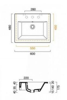КЕРАМИЧЕСКАЯ РАКОВИНА 60 СМ CATALANO STAR (160ST00)