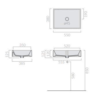 РАКОВИНА 55Х38 СМ GALASSIA PLUS DESIGN, БЕЛЫЙ (6103)