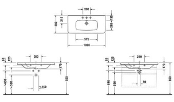 КЕРАМИЧЕСКАЯ РАКОВИНА 100 СМ DURAVIT DURASTYLE (2320100000)