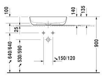 РАКОВИНА 60Х40 СМ DURAVIT LUV, БЕЛО-СЕРЫЙ (0379602300)