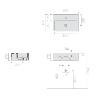 РАКОВИНА 60Х40 СМ GALASSIA PLUS DESIGN, БЕЛЫЙ (6032)