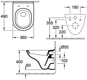 УНИТАЗ ПОДВЕСНОЙ VILLEROY&BOCH O.NOVO (568810R1)