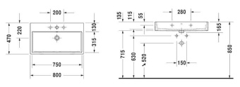 КЕРАМИЧЕСКАЯ РАКОВИНА 80 СМ DURAVIT VERO AIR (2350800071)
