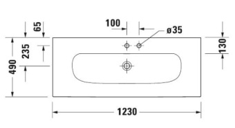 РАКОВИНА 123Х49 СМ DURAVIT VIU, БЕЛЫЙ (2344120000)