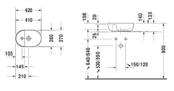 КЕРАМИЧЕСКАЯ РАКОВИНА 42 СМ DURAVIT LUV (0381420000)