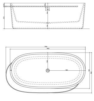 ВАННА КАМЕННАЯ EX.T PLATEAU 160X75 СМ (EXVAPLAT/MESX)