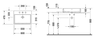 КЕРАМИЧЕСКАЯ РАКОВИНА 60 СМ DURAVIT VERO AIR (2352600041)