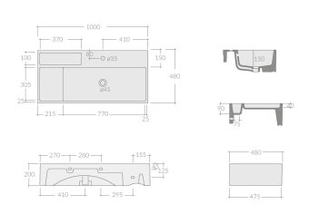 РАКОВИНА 100Х48 СМ GALASSIA NEXT NARROW, ЧЕРНЫЙ МАТОВЫЙ (7502NEMTSF)